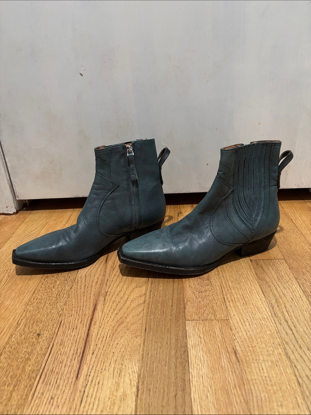 WE THE FREE leather cowboy mini boots
